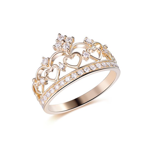 Heart Crown Diamond Wedding Band 14K Gold - Lord of Gem Rings