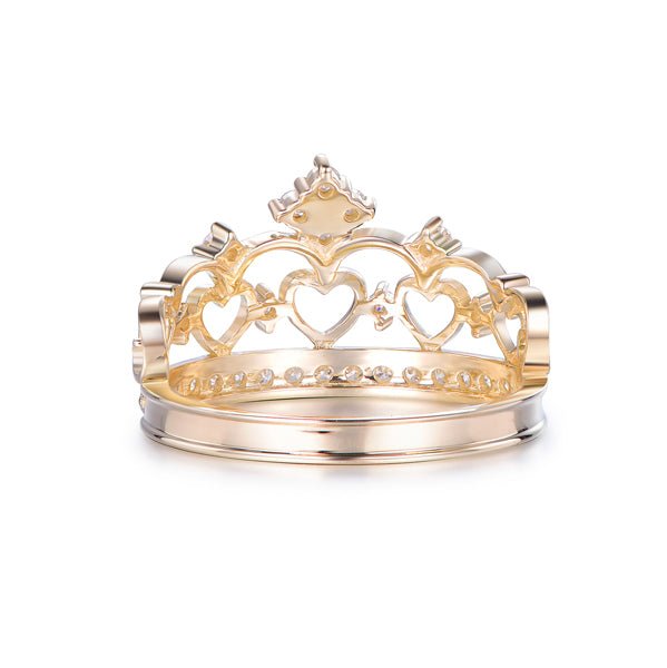 Heart Crown Diamond Wedding Band 14K Gold - Lord of Gem Rings