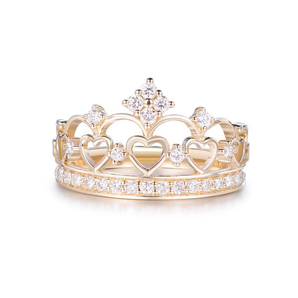 Heart Crown Diamond Wedding Band 14K Gold - Lord of Gem Rings