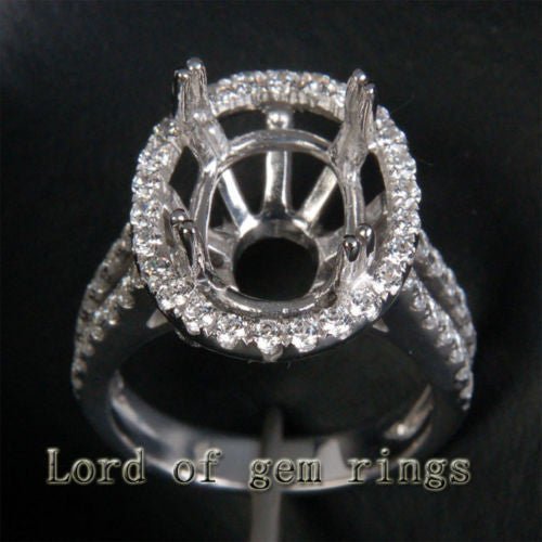 HEAVY! 11x13mm Oval Cut 14K White Gold 1.05ct Diamond Engagement Semi Mount Ring - Lord of Gem Rings