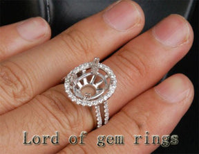 HEAVY! 11x13mm Oval Cut 14K White Gold 1.05ct Diamond Engagement Semi Mount Ring - Lord of Gem Rings