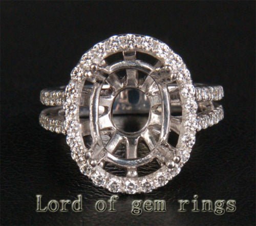 HEAVY! 11x13mm Oval Cut 14K White Gold 1.05ct Diamond Engagement Semi Mount Ring