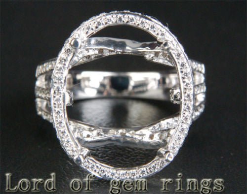 HEAVY 13x16mm Oval Cut 14K White Gold .81CT Diamonds Engagement Semi Mount Ring - Lord of Gem Rings