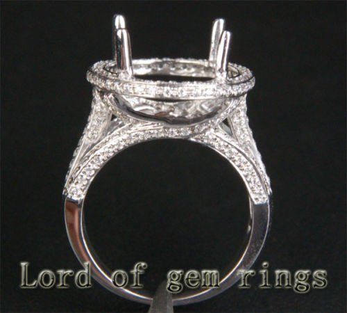 HEAVY 13x16mm Oval Cut 14K White Gold .81CT Diamonds Engagement Semi Mount Ring - Lord of Gem Rings