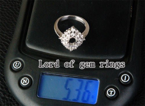 HEAVY 5x7mm Oval Cut .81ct Diamonds Solid 14K White Gold Wedding Semi Mount Ring - Lord of Gem Rings