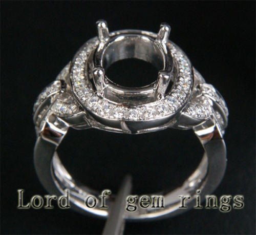 HEAVY 8x10mm Oval Cut Pave .38ct Diamonds Wedding Semi Mount Ring in 14K White Gold - Lord of Gem Rings