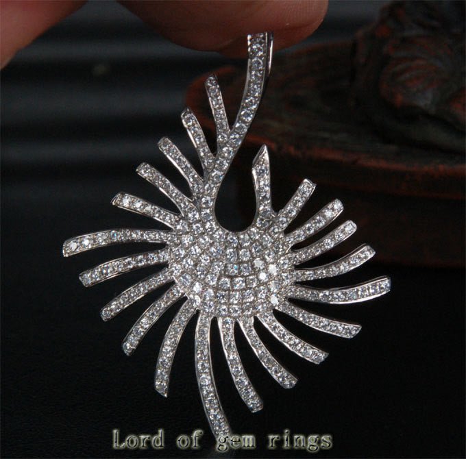 Heavy Unique Star 1.88ctw Diamonds Solid 18k White Gold Pendant For Necklace - Lord of Gem Rings