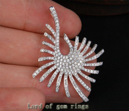 Heavy Unique Star 1.88ctw Diamonds Solid 18k White Gold Pendant For Necklace