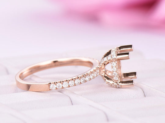 Hidden Halo Diamond Oval Semi Mount Ring