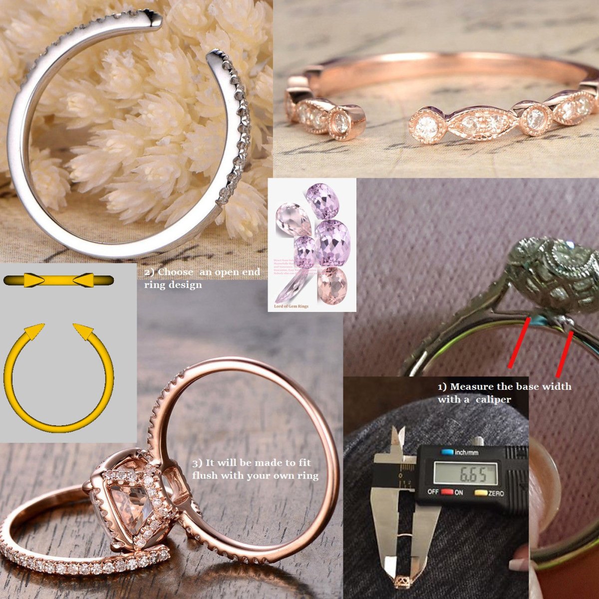 How to custom make open end matching diamond wedding band for your own ring - Lord of Gem Rings