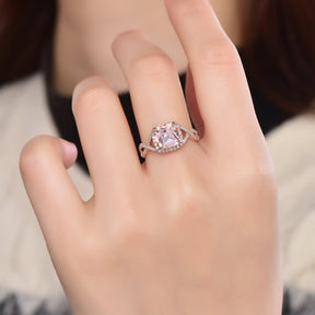 Infinity Cushion Morganite Diamond Halo Engagement Ring - Lord of Gem Rings