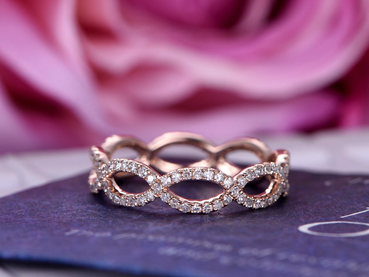 Infinity Ring Colorful Diamond Infinity Ring Rose Gold