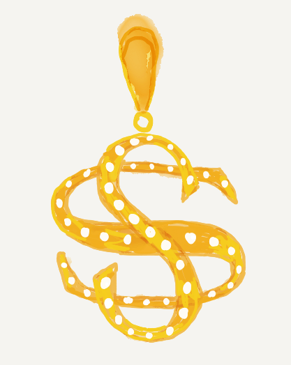 Initials SS Diamond 18K Yellow Gold Pendant 19mm