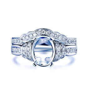 Kiki- platinum Diamond Engagement Semi Mount Ring and Contour Band - Lord of Gem Rings