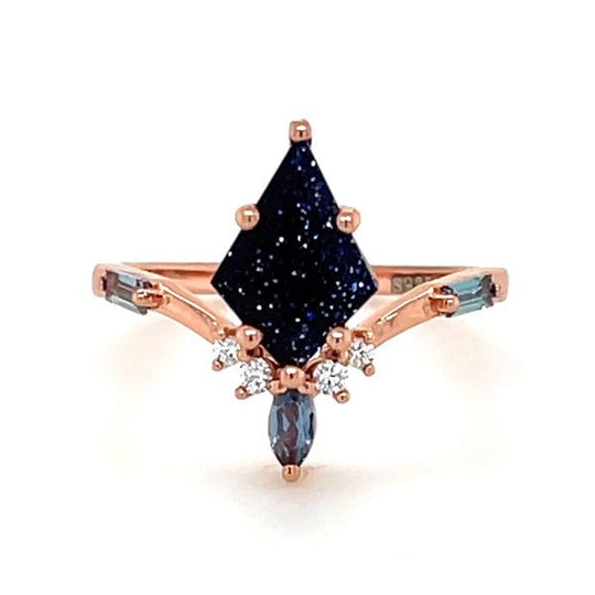 Kite Cut Blue Sandstone Alexandrite Ring