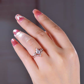 Kite Moissanite Vintage Bridal Set, 14K Gold/Silver - Lord of Gem Rings