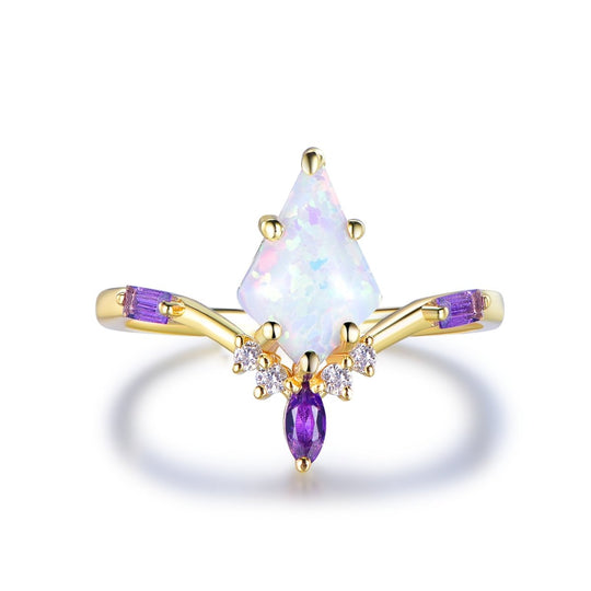 Kite Opal Engagement Ring 14K Gold/Silver