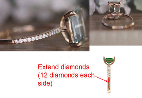 KND: Matching Ring for Emerald Cut Semi Mount Ring 14K Rose Gold - Lord of Gem Rings