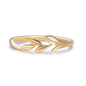 Leaf Wedding Band in 14K Plain Gold - Lord of Gem Rings
