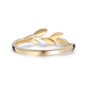 Leaf Wedding Band in 14K Plain Gold - Lord of Gem Rings
