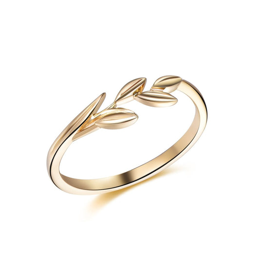 14K Gold Leaf Ring – Nature-Inspired Leaf Band for Everyday Elegance or Wedding