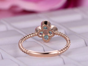 Lucky Clover Twisted Emerald Ring 14K White Gold - Lord of Gem Rings