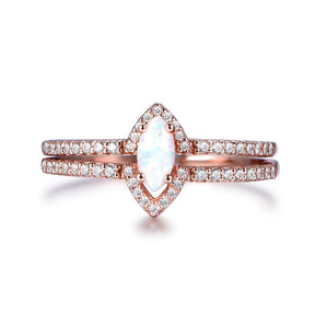 Marquise Africa Opal Diamond Half Halo Bridal Set - Lord of Gem Rings