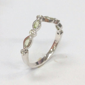 Marquise and Dot Peridot Diamond Chevron August Birthstone Band - Lord of Gem Rings