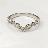 Marquise and Dot Peridot Diamond Chevron August Birthstone Band - Lord of Gem Rings