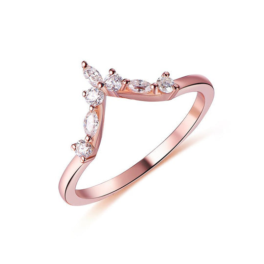 Marquise and Round Diamond or Moissanite Tiara Chevron Wedding Band