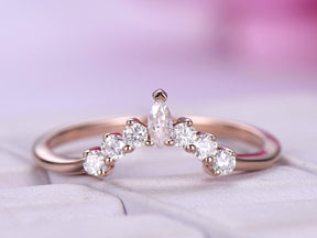 Marquise and Round Moissanite Tiara Ring 14K Rose Gold - Lord of Gem Rings