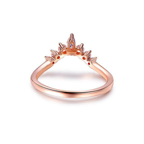 Marquise and Round Moissanite Tiara Ring 14K Rose Gold - Lord of Gem Rings