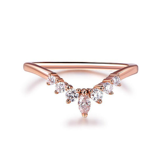 Marquise and Round Moissanite Tiara Ring 14K Rose Gold