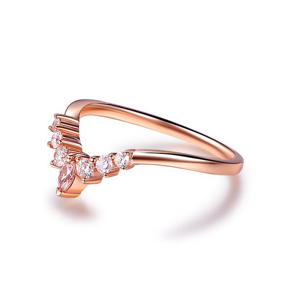 Marquise and Round Moissanite Tiara Ring 14K Rose Gold - Lord of Gem Rings