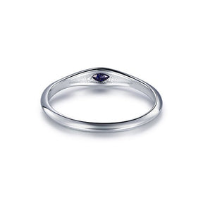Marquise Blue Sandstone Solitaire Wedding Band 14K White Gold - Lord of Gem Rings