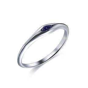 Marquise Blue Sandstone Solitaire Wedding Band 14K White Gold - Lord of Gem Rings