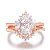 Marquise Moissanite Engagement Ring Chevron Wedding Ring - Lord of Gem Rings