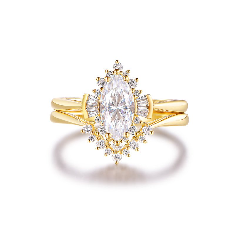 Marquise Moissanite Engagement Ring Chevron Wedding Ring - Lord of Gem Rings