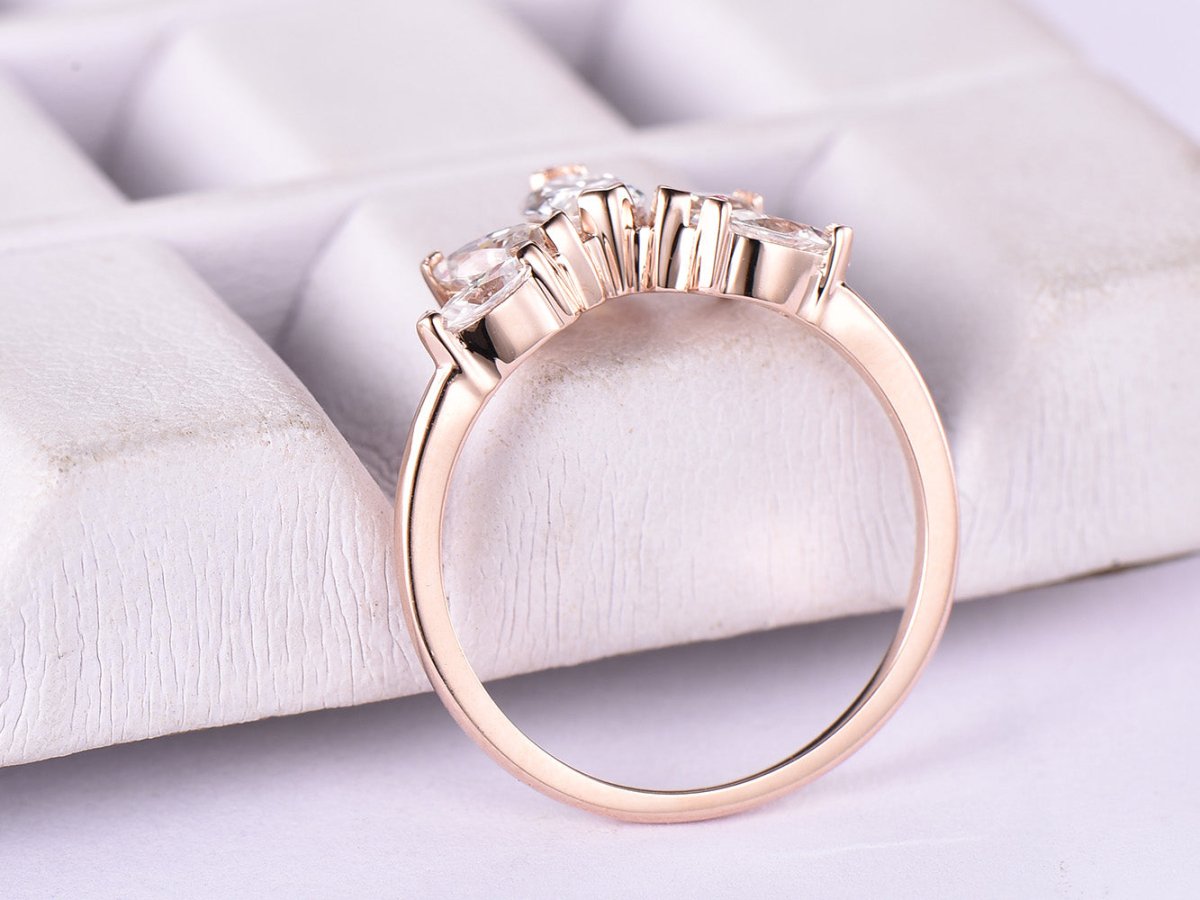 Marquise Moissanite Tiara Contour Wedding Ring - Lord of Gem Rings