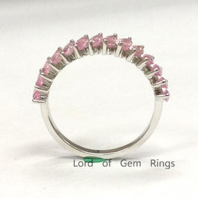 Marquise Natural Pink Sapphire Slanted September Birthstone Band - Lord of Gem Rings