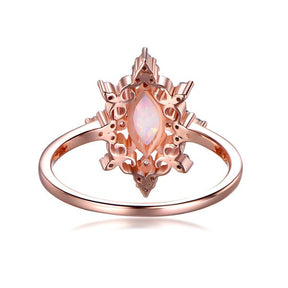 Marquise Opal Vintage Diamond Engagement Ring in Rose Gold - Lord of Gem Rings