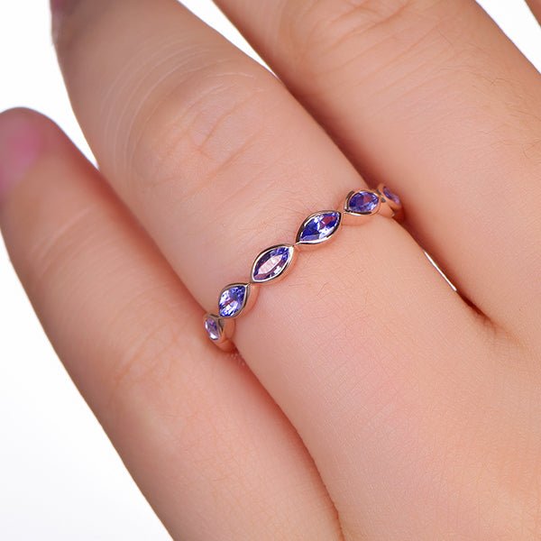 Marquise Tanzanite December Birthstone Band Full Eternity Ring - Lord of Gem Rings