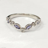 Marquise Tanzanite Moissanite Chevron December Birthstone Band NO Milgrain - Lord of Gem Rings