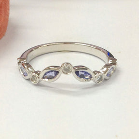 Marquise Tanzanite Moissanite Chevron December Birthstone Band NO Milgrain - Lord of Gem Rings