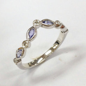 Marquise Tanzanite Moissanite Chevron December Birthstone Band NO Milgrain - Lord of Gem Rings