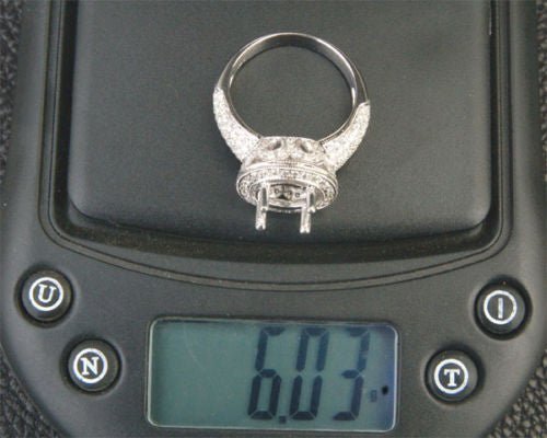 Milgrain 8-8.25mm Round Cut 14K White Gold Pave 1.06ctw Diamonds Semi Mount Ring - Lord of Gem Rings