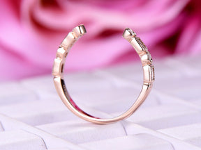 Milgrain Baguette Diamond Open Ring 14K Rose Gold - Lord of Gem Rings