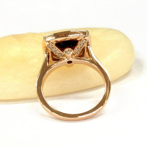 Milgrain Bezel-Set Cushion Garnet Diamond Halo Hidden Accents Ring - Lord of Gem Rings