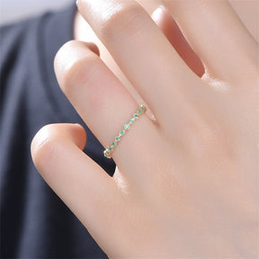 Milgrain Marquise & Square Natural Emerald May Birthstone Band - Lord of Gem Rings