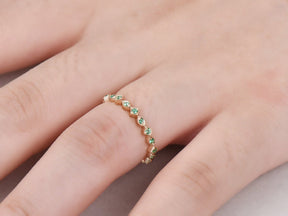 Milgrain Marquise & Square Natural Emerald May Birthstone Band - Lord of Gem Rings